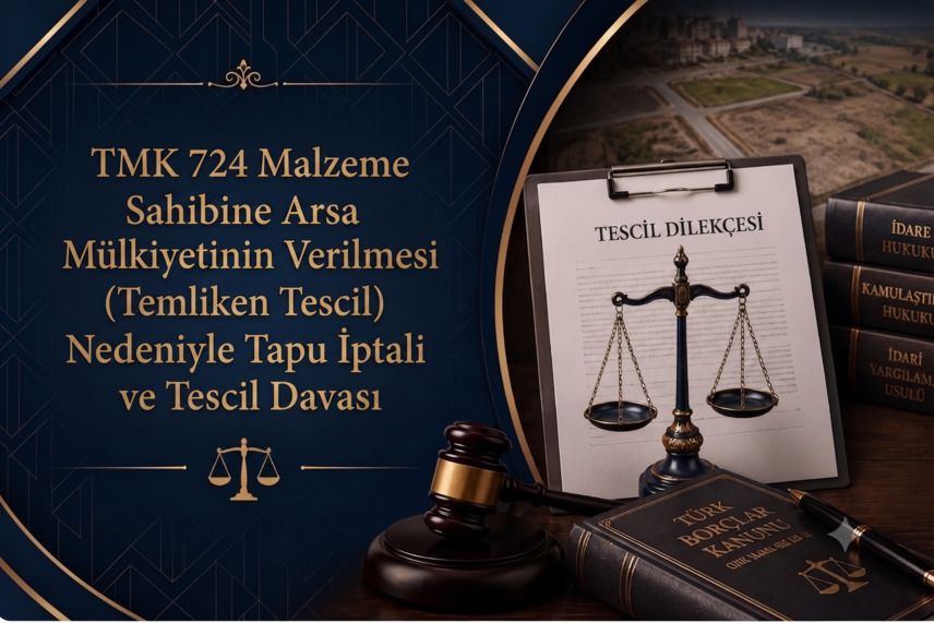 TMK 724 Malzeme Sahibine Arsa Mülkiyetinin Verilmesi (Temliken Tescil) Nedeniyle Tapu İptali ve Tescil Davası