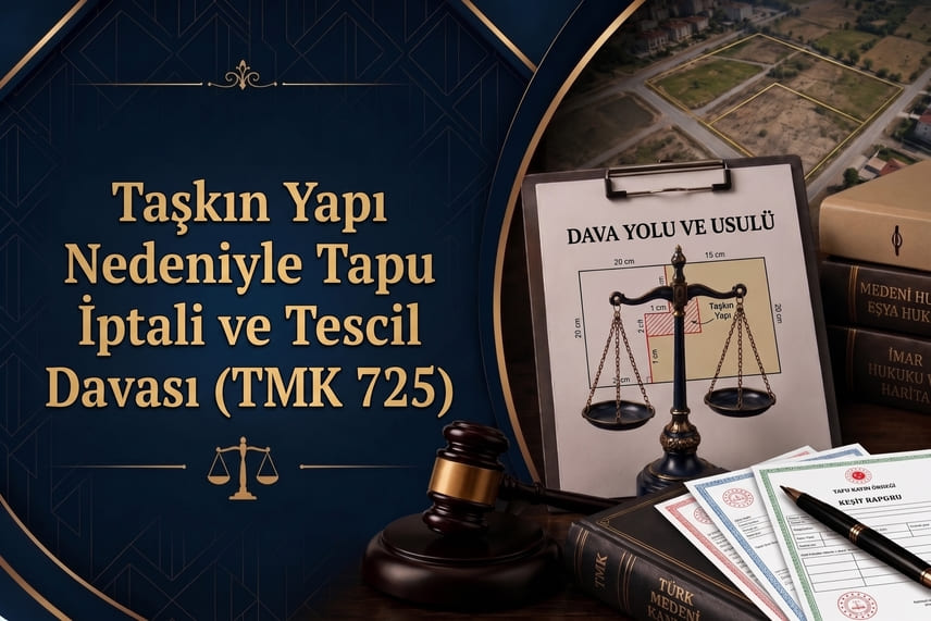 Taşkın Yapı Nedeniyle Tapu İptali ve Tescil Davası (TMK 725)